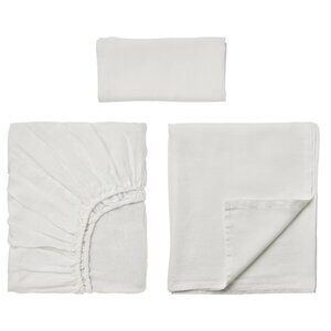 New IKEA DYTAG Linen Sheet Set, White, Twin